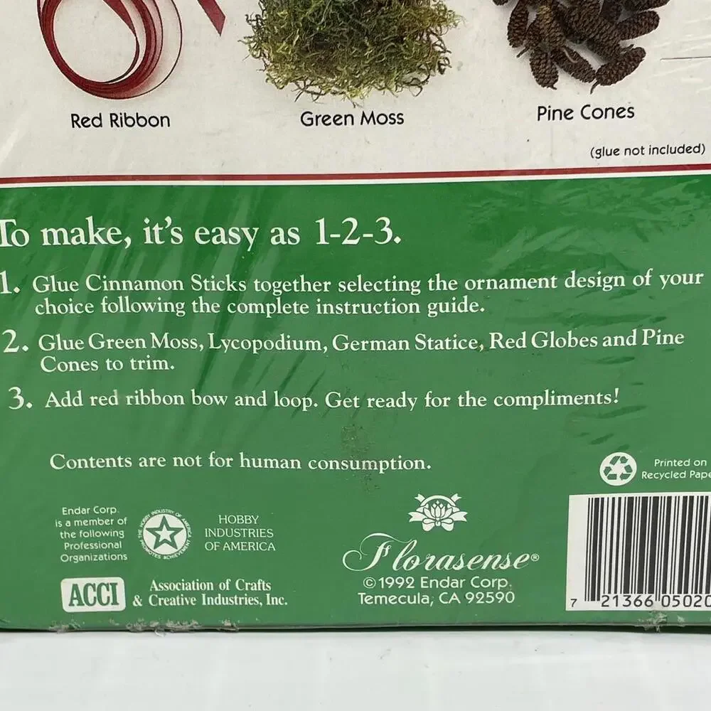Cinnamon Stick‎ Christmas Ornament Kit Value Pack 7 Ornaments Vintage Florasense